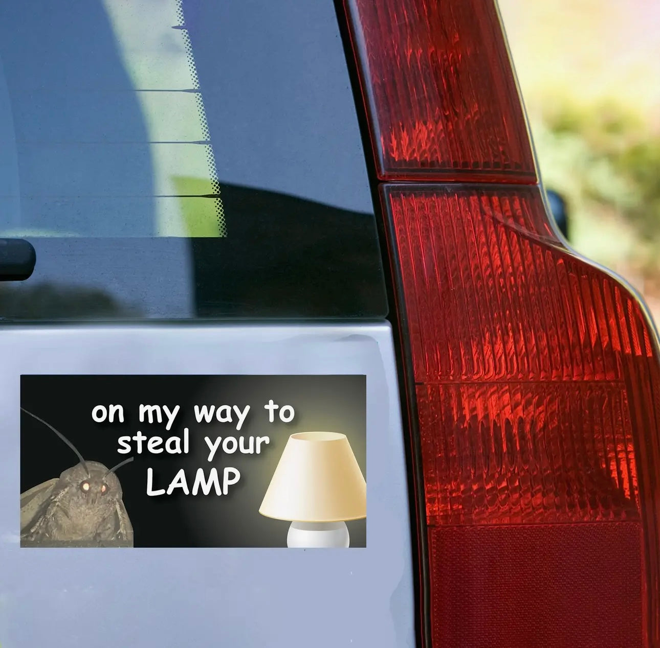 On My Way To Steal Your Lamp Moth Bumper Sticker