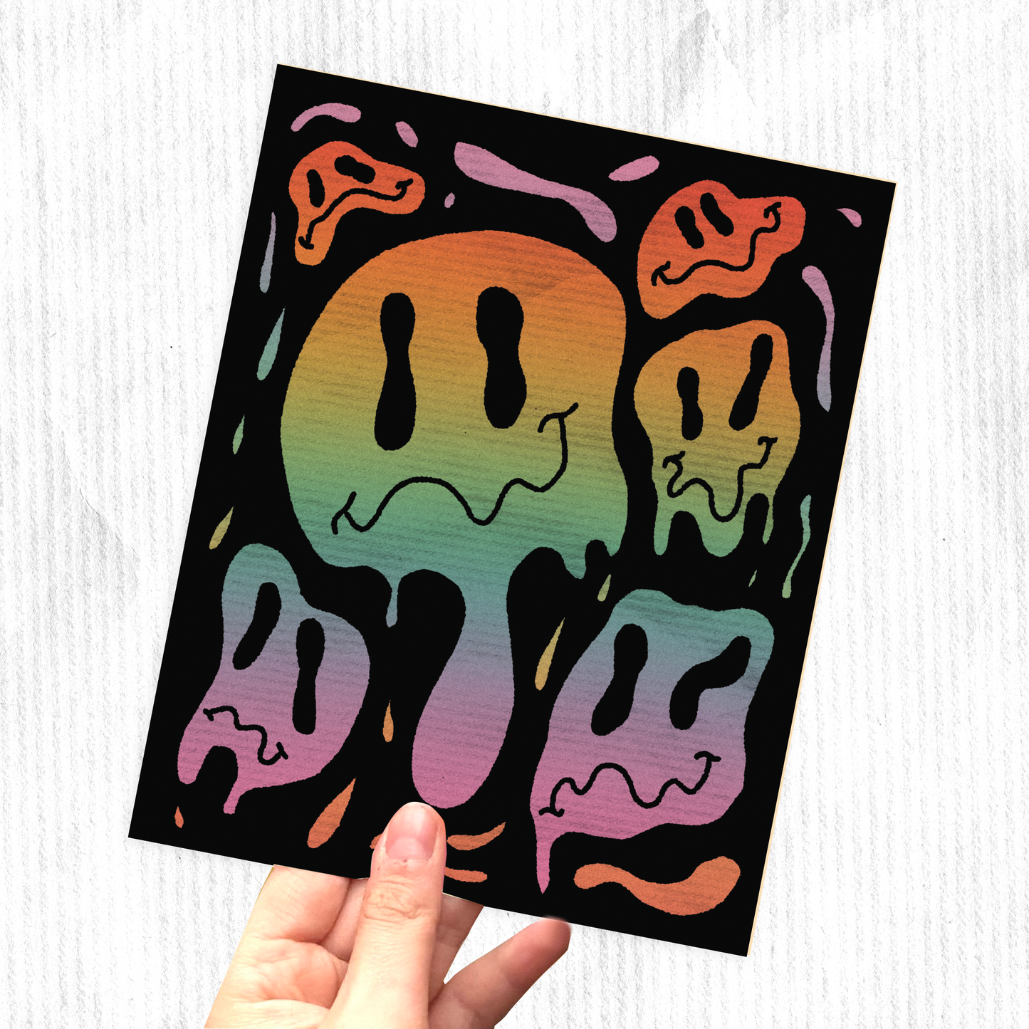 Trippy Smiley Faces Print