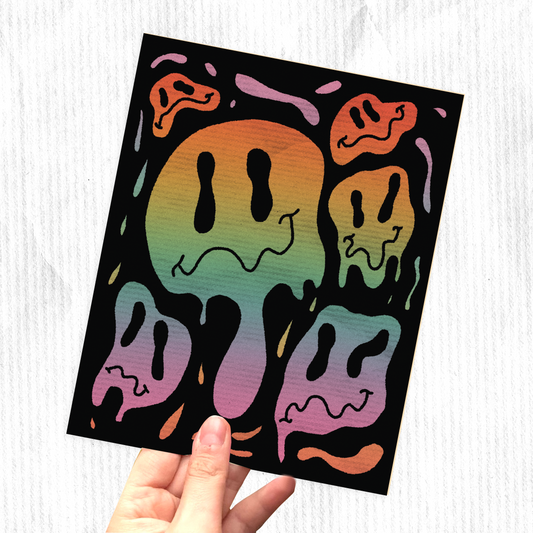 Trippy Smiley Faces Print